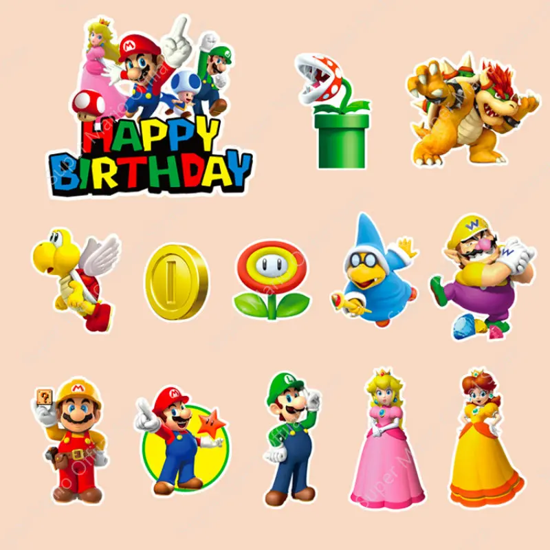 23+1pcs Super Mario Plugin Set Theme Series Cake Decoration Card Kids Birthday Cake Holiday Party Decoration Party Supplies