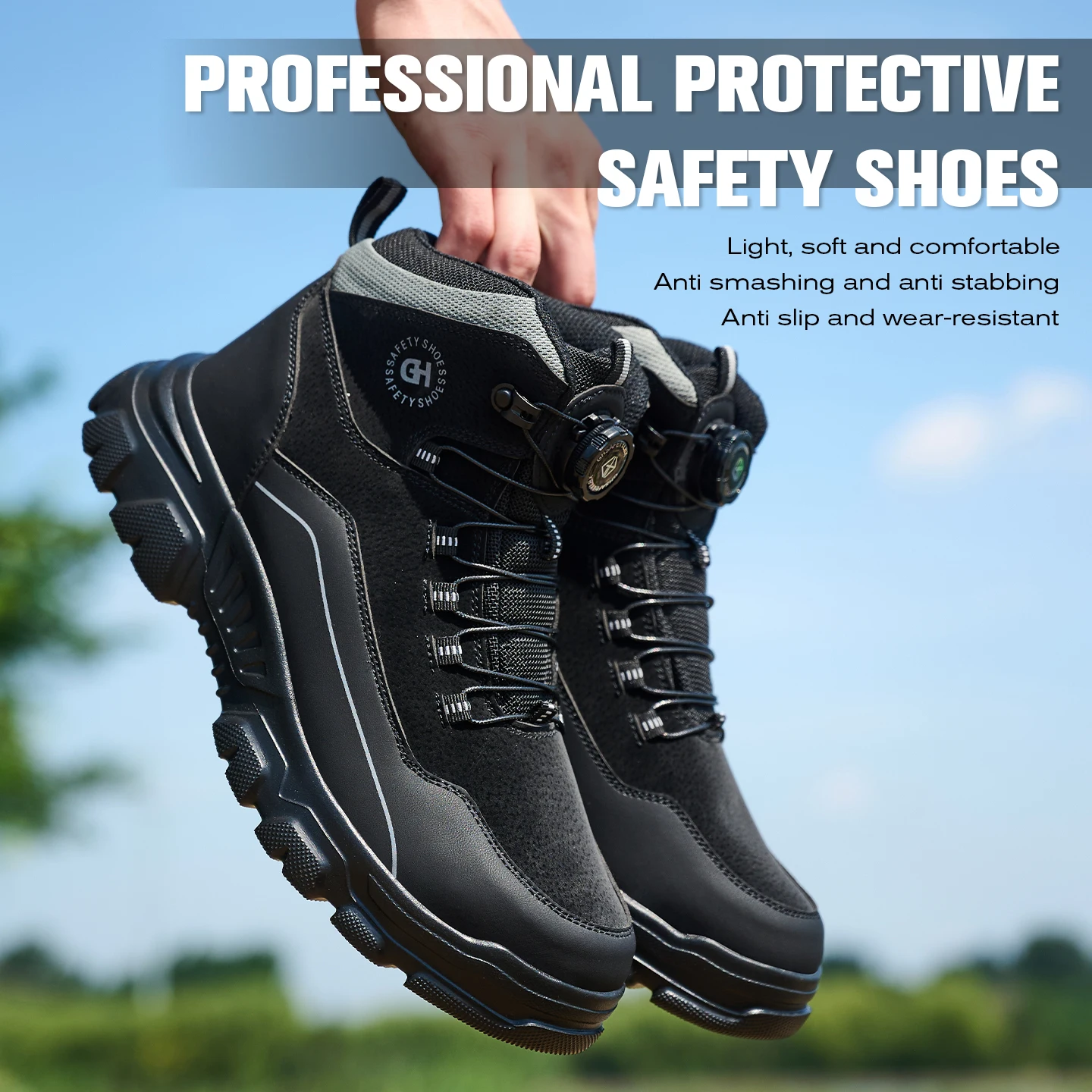 أحذية أمان للرجال أحذية بأزرار دوارة أحذية مضادة للثقب غير قابلة للتدمير أحذية مضادة للحام الساخن أحذية واقية مضادة للسحق للمشي لمسافات طويلة