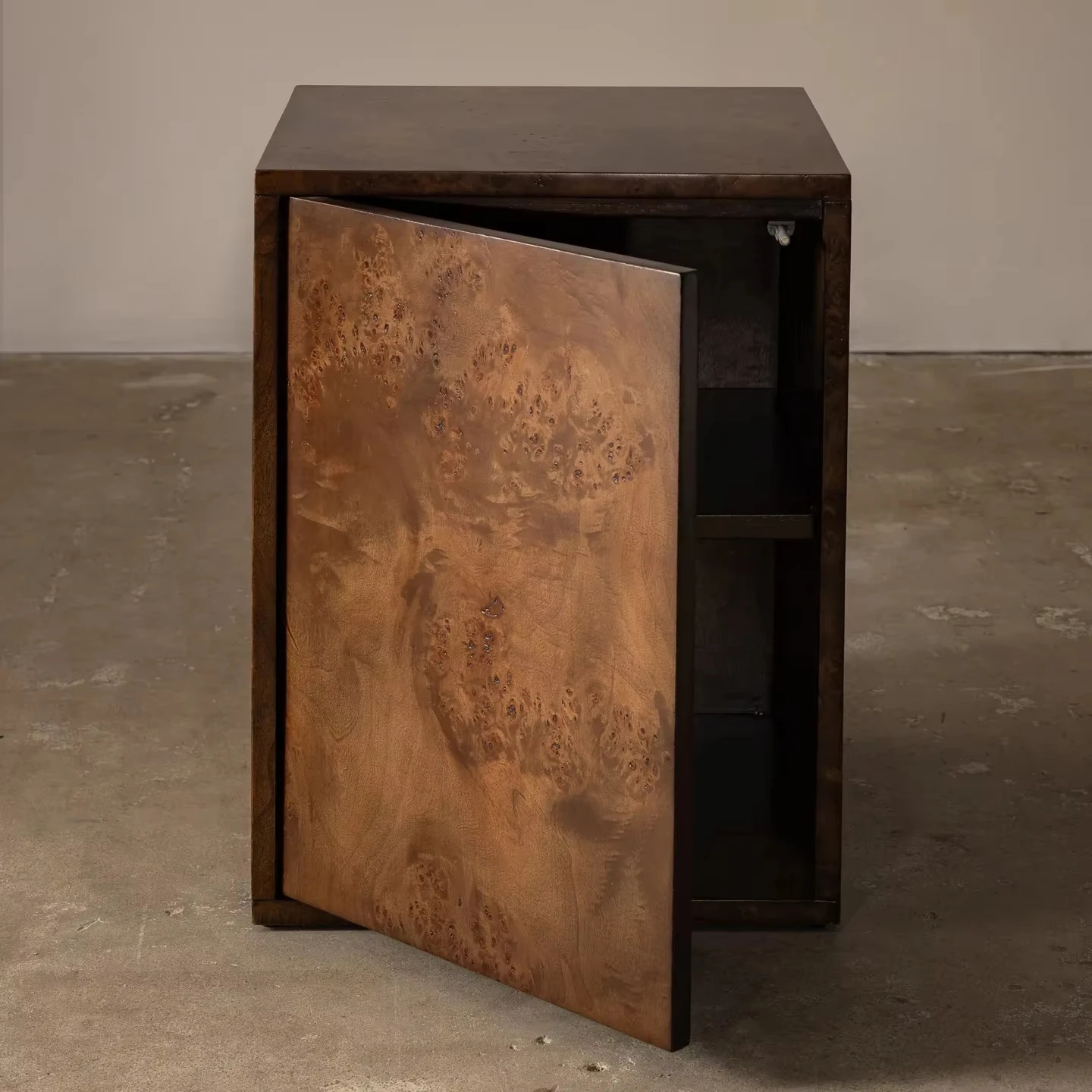 

✗x Tree Knot Veneer Modern Apartment Nightstand Hidden Shelf Eco-friendly Bedroom Storage Left Right Opening*