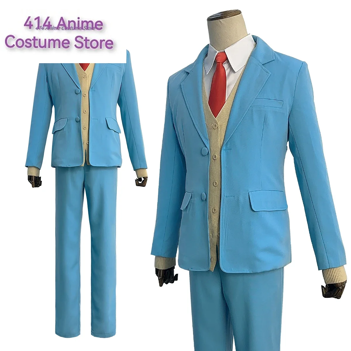 Skip and Loafer Anime Shima Sousukee Cosplay Costume School Uniform Blue Suit Shirt Pants Sweater Tie Daily Wearing Gift