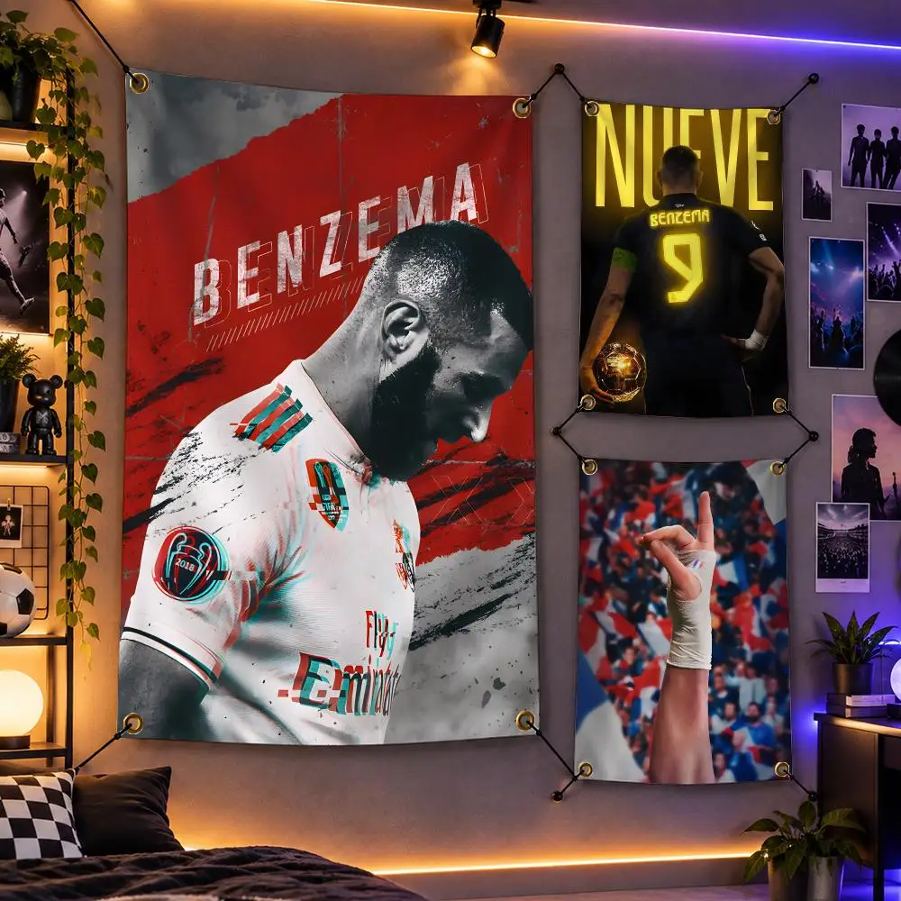 Football Karim Benzema Star Legend Flags Personalized Flag Room Dorm Camping Picnic Garage Bar Indoor Outdoor Wall Decor