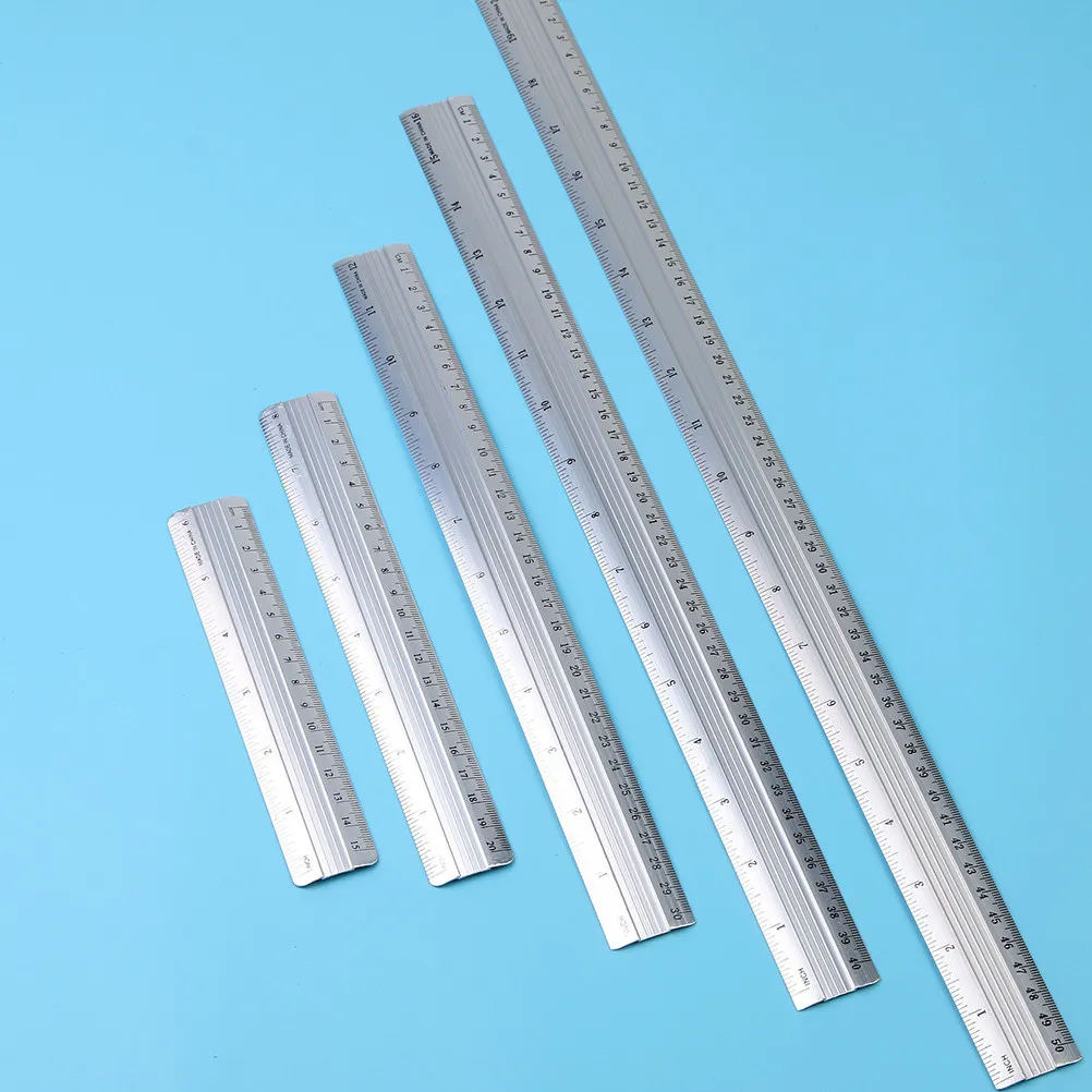 

10pcs Straight Aluminum Geometry Tool Set Portable Metal Ruler For Students School Office Use Ruler Set Stationery Instrument
