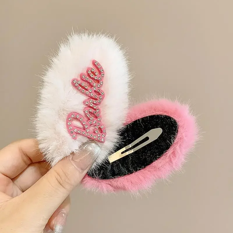 Cute Barbie Girl New Japanese and Korean Kawaii Sweet Creative Cartoon Letter Pattern Plush Headwear Hair Clip Gift Wholesale