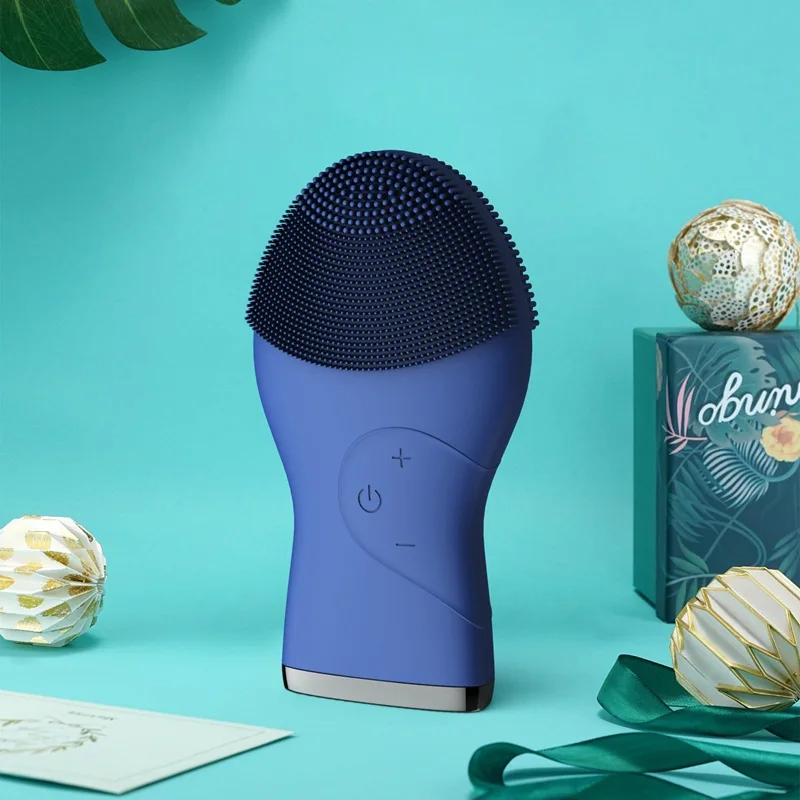 เครื่องนวดซิลิโคนไฟฟ้าสำหรับทำความสะอาดผิวเครื่องแปรงขัดหน้าทำความสะอาดแบบสั่นสะเทือนโซนิคกันน้ำ