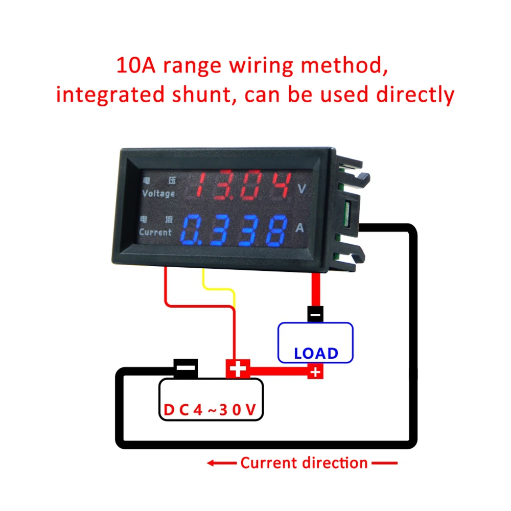 M4430 DC 100V 200V 10A Electronic Digital Voltmeter Ammeter 0.28\'\' LED Display Voltage Regulator Volt AMP Meter Tester