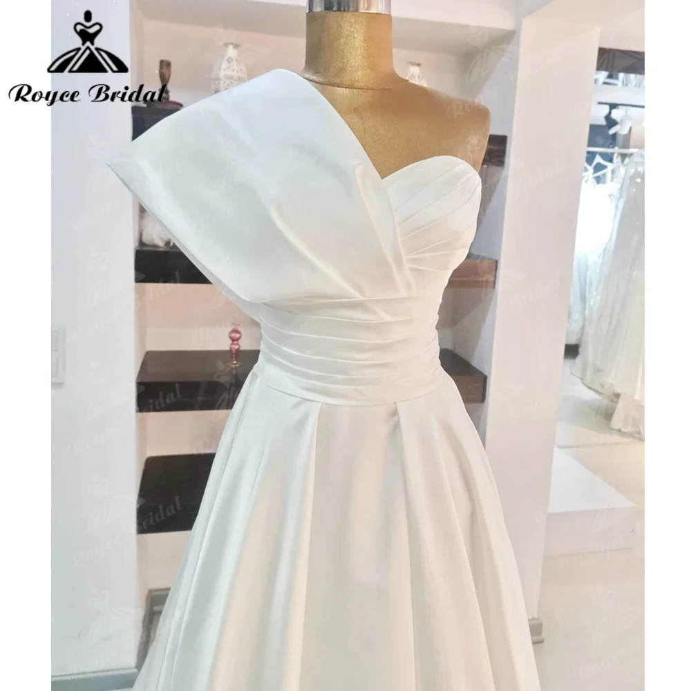 Elegant Boho Satin A Line Wedding Dress Custome Made Sweetheart Neckline Wedding Gown Simple Bride Dress Women abiti da sposa