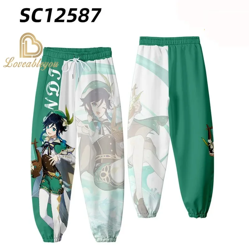 High Quality Fleece Trousers Cartoon Genshin Impact Printed Men Women Men Jogging Pants Hip Hop Streetwear Men Sweatpants