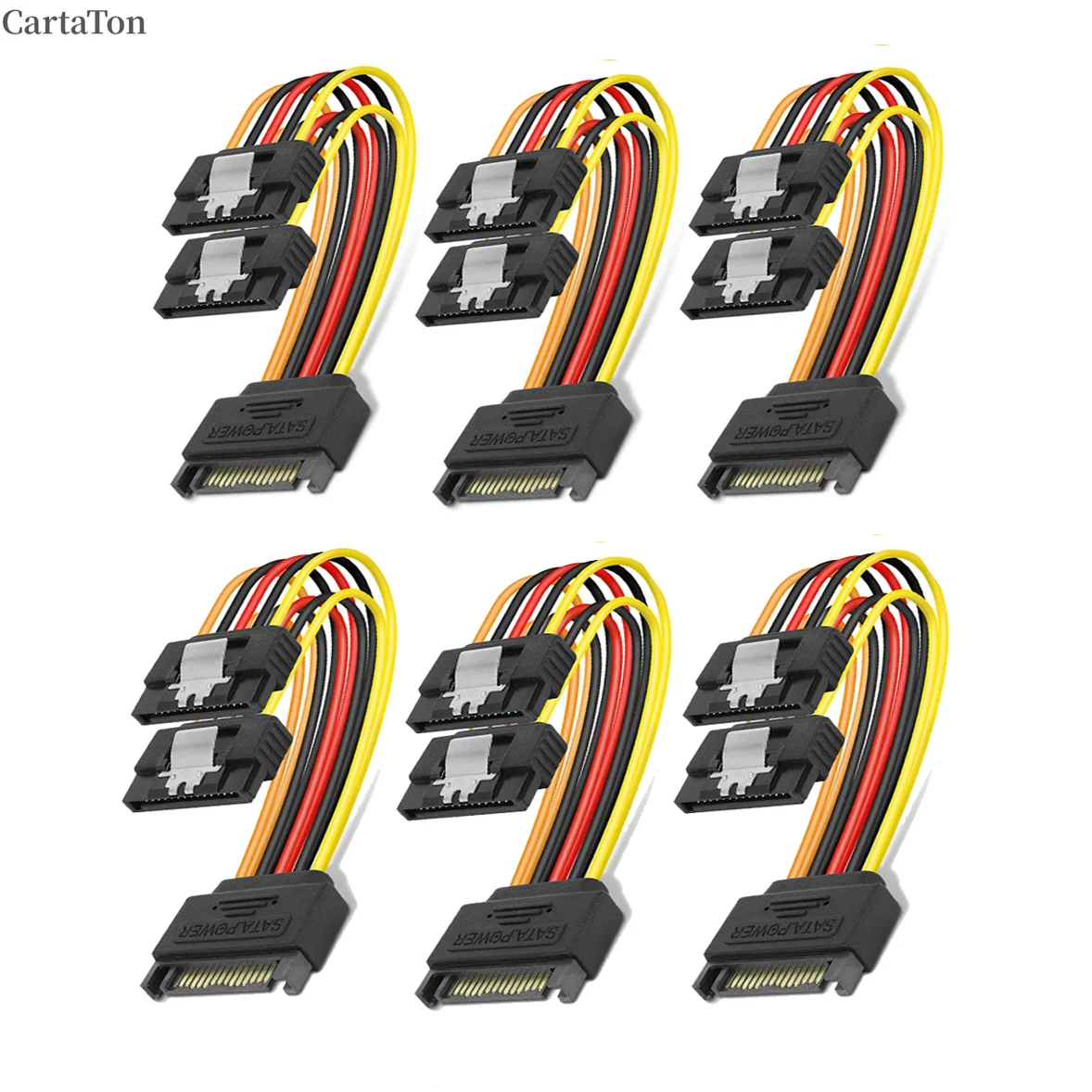 SATA Power Extension Cable,6 Pack 15 Pin SATA Male to Female Extender Cable Cord Adapter for Hard Drive Disk,HDD,SSD,PCIE