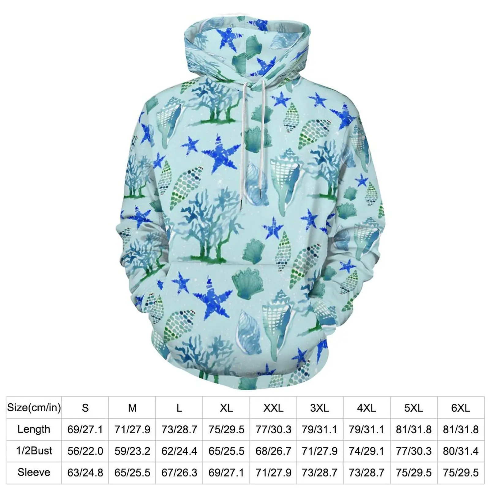 Beach Sea Shells Hoodies Modern Art Harajuku Oversize Pullover Hoodie Couple Long Sleeve Trendy Graphic Casual Sweatshirts