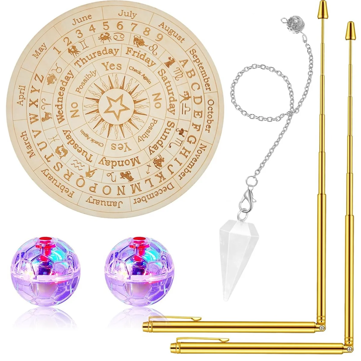 

1 Set Copper Dowsing Rods Spiritual and Pendulum Board Kit for the Supernaturalwith Our Comprehensiveghost Hunting Kit