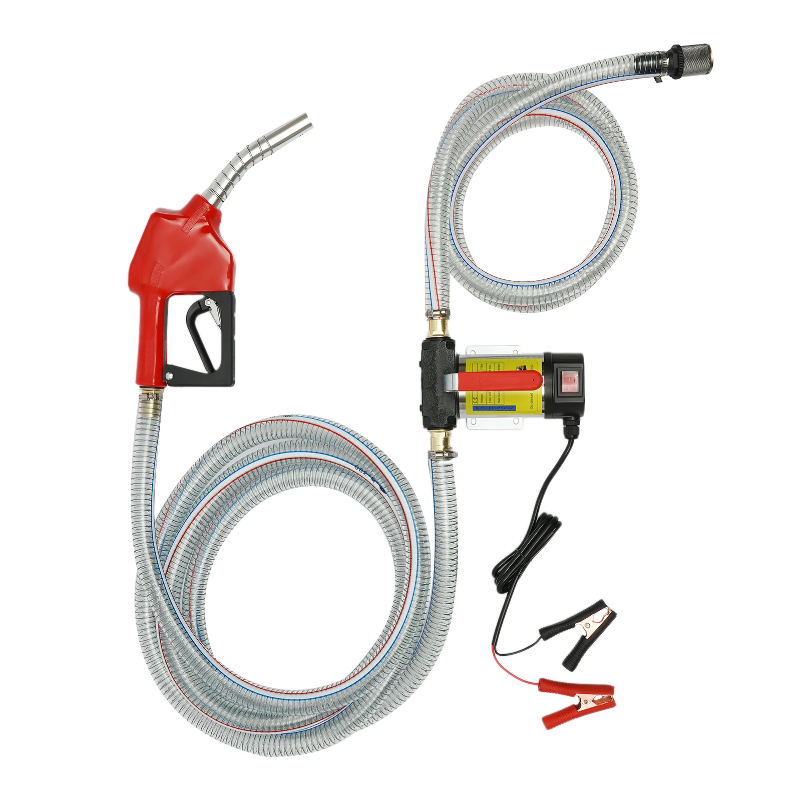 Pompa di trasferimento carburante 12V Pompa di trasferimento diesel con tubo ugello per kit pompa di trasferimento carburante elettrico olio diesel,erosene, trasformatore