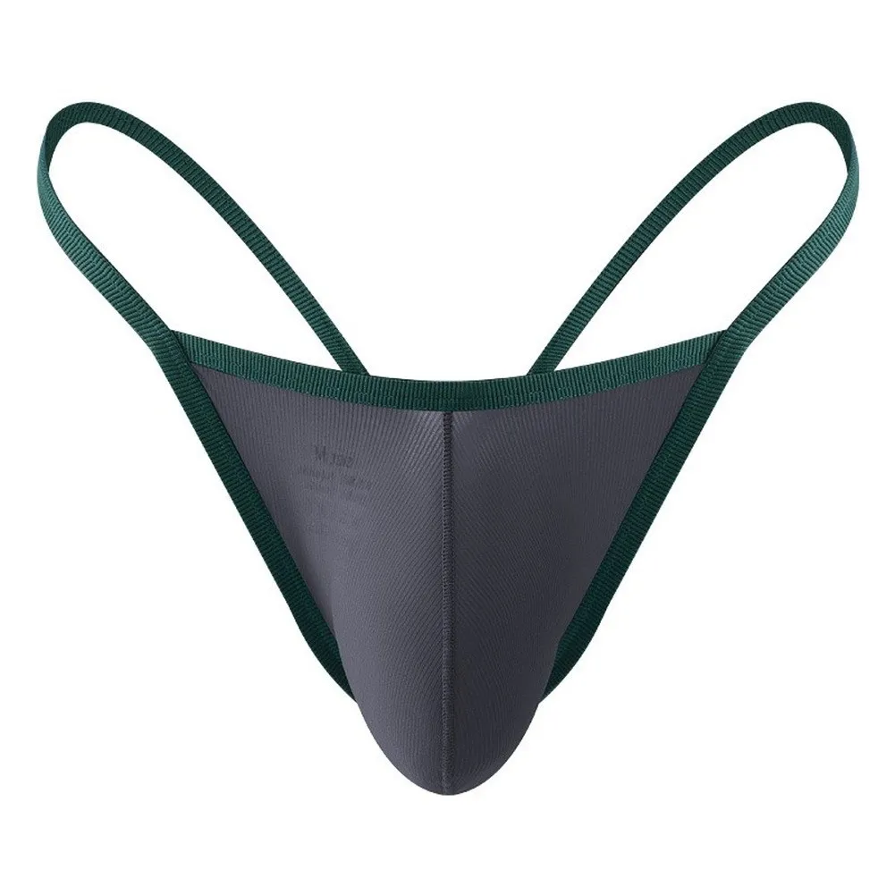 Men Ice Silk Underwear G-string  Bulge Pouch Underpants Low Rise T-back Briefs Jock Strap Panties Bikini Bottom Erotic Lingerie
