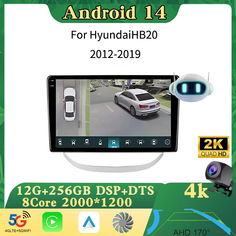 

Android 14 Android Car Radio For Hyundai HB20 2012 - 2019 Stereo GPS Navigation Multimedia Video Player NO 2din DVD BT Carplay