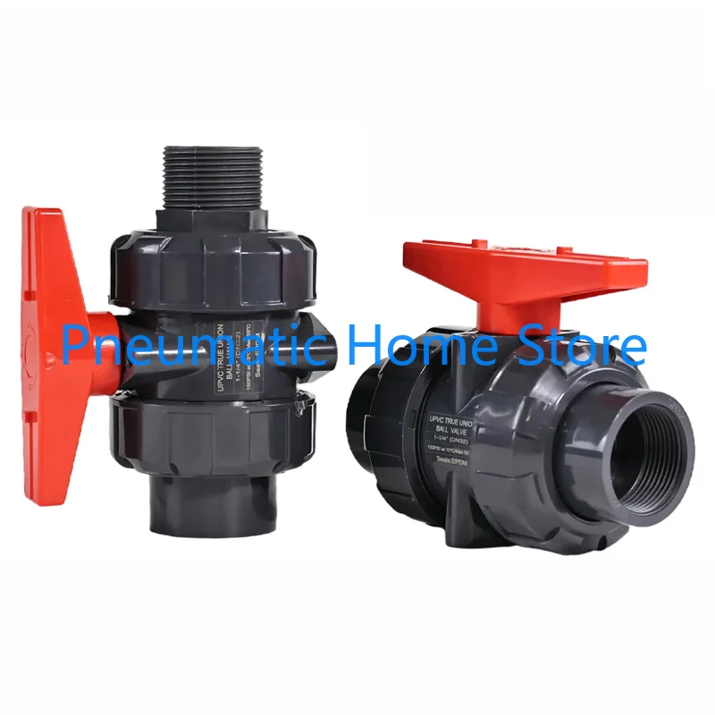 1PC I.D 20~63mm UPVC Union Ball Valve PVC Pipe Double Valve Plastic Double Union Water Valve Inner Wire Water Pipe Switch