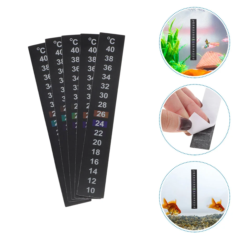 10pcs 10 40℃ Aquarium Fish Tank Temperature Sticker Liquid Crystal Thermometer Strip Adhesive Digital Display Safe Material