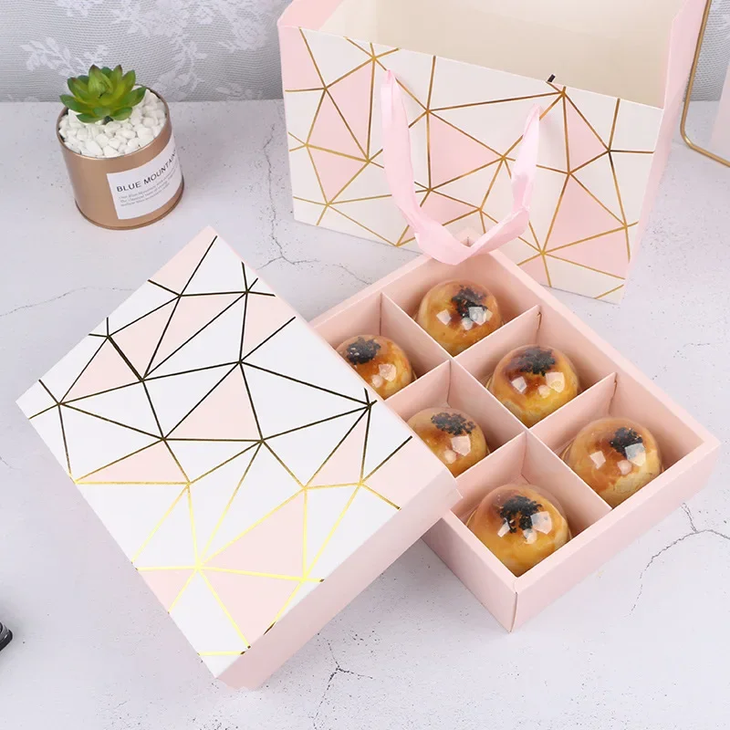 8 Grids Candy Cookie Dessert Packaging Boxes 5Pcs Kraft Paper Macaron Chocolate Biscuit Boxes Gifts Packaging Box Wedding Supply