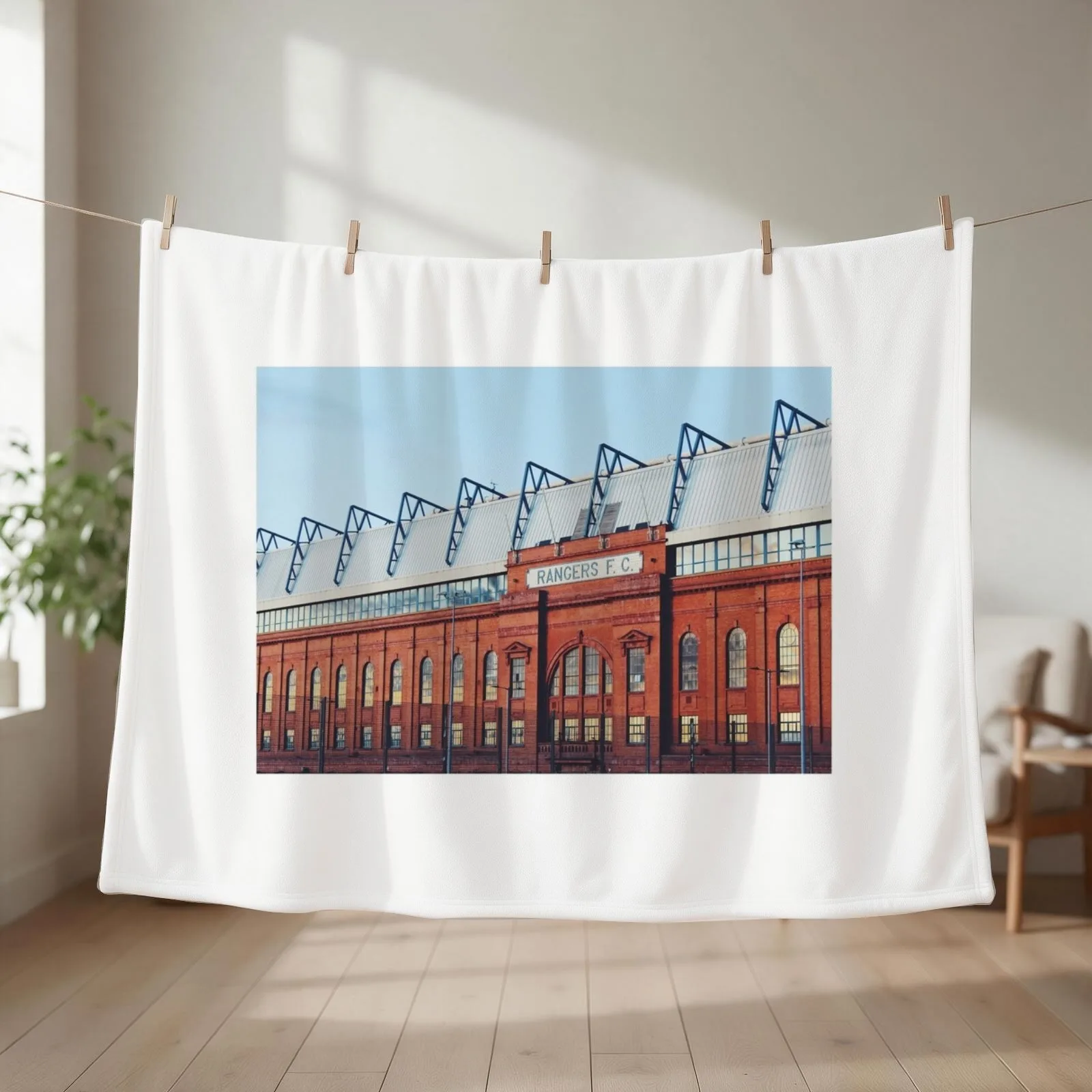 Ibrox Stadium at blue hour Throw Blanket Soft Luxury Brand Vintage Plush Blankets
