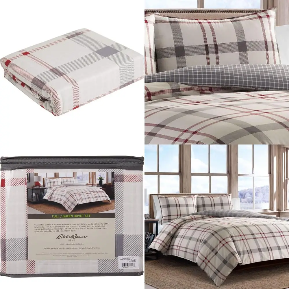 

Комплект постельного белья Queen, двусторонний хлопковый комплект с подушками в тон, стильный роскошный комплект постельного белья (серый Portage Bay, размер Queen)