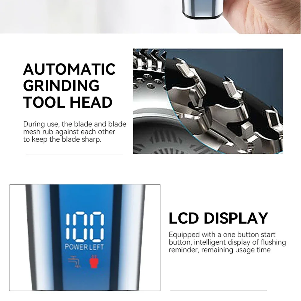 Alat cukur listrik Kemei, dapat diisi ulang, pisau cukur pria basah dan kering dengan tampilan layar IPX7 dapat dicuci 2000mah kapasitas besar baterai