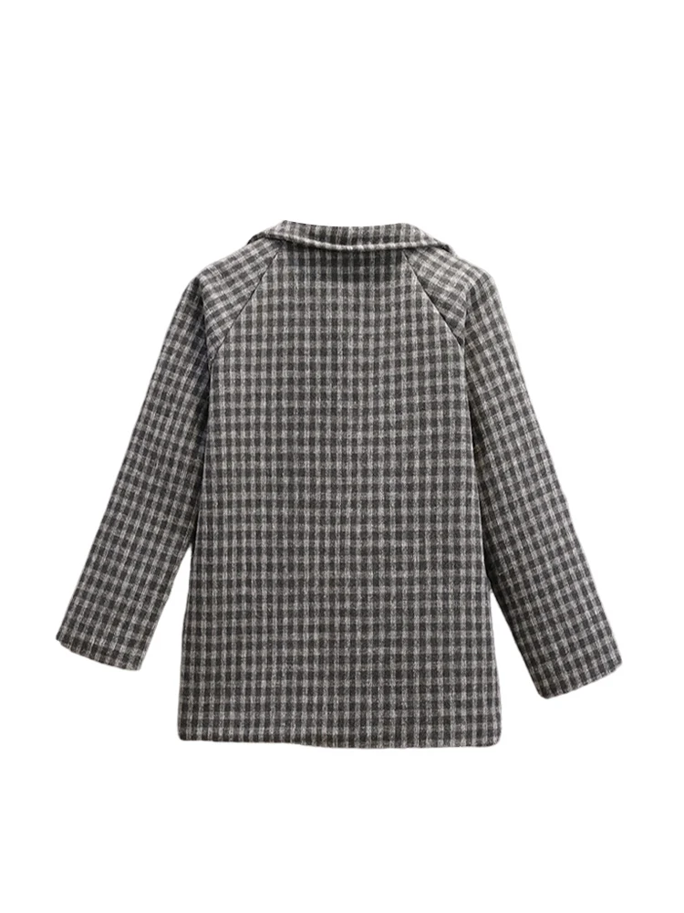 Plus Size Lange Sve Suit Jaet voor Dames Herfst Modieus Veelzijdig Afslankend Design Sense Top Verdikt Winter Polyester