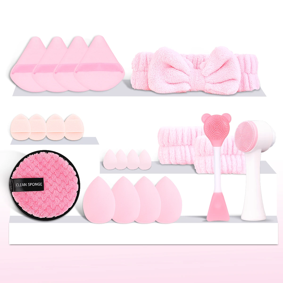 Combinaison bouffante de poudre de beauté 22 pièces, mise au maquillage, maquillage quotidien et visage propre, adaptée à l'envoyer des copines.