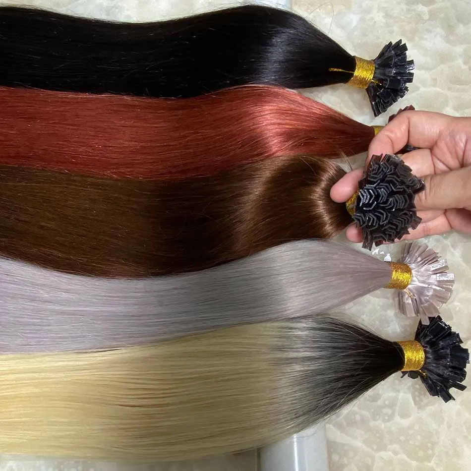 KerBrian-Extensions de cheveux humains à pointe en V, blond agaçant avec Wiltshire, extension de cheveux blonds, 50 grammes