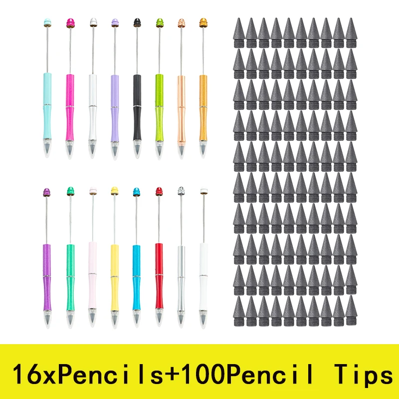 

16Pcs Pencils+ 100Pcs Pencil Tips Inkless Everlasting Pen Replaceable Head Pencils with Replacement Writing Tips