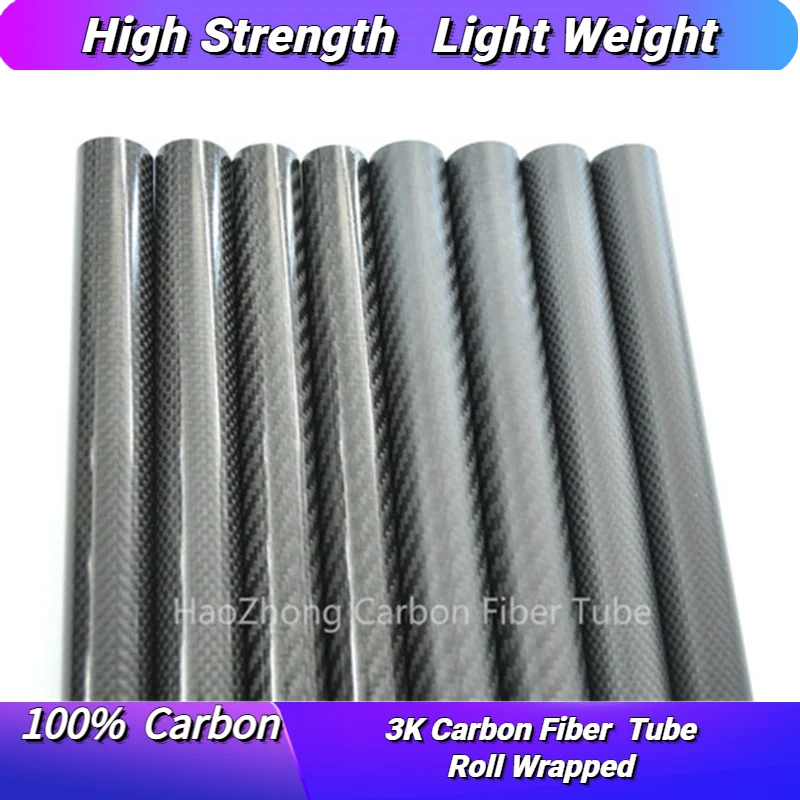 1.0mm Thickness 3K Carbon Fiber Tube OD21 22 23 24 25 26 27 28 29 30 32 34 35 36 38 40 42 44 48 50 55mm x L500mm  Poles/Shaft