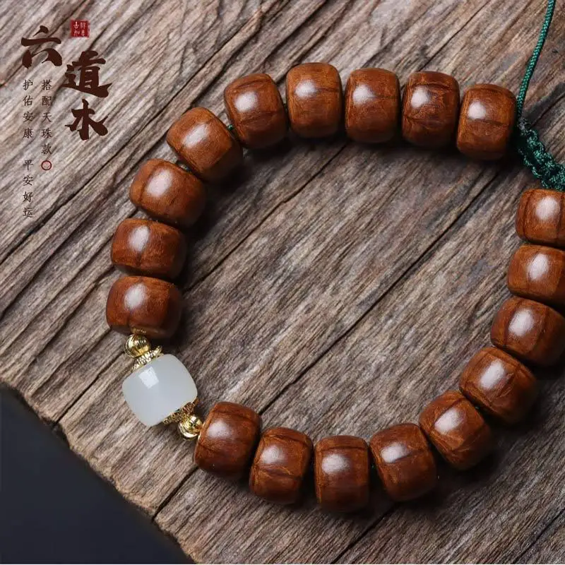 

Оригинальный дизайн «сделай сам», шесть дорожек, дракон, глубительный деревянный браслет, плетеный веревочный аксессуар для мужчин и женщин, ретро бусина Будды, культурная игра