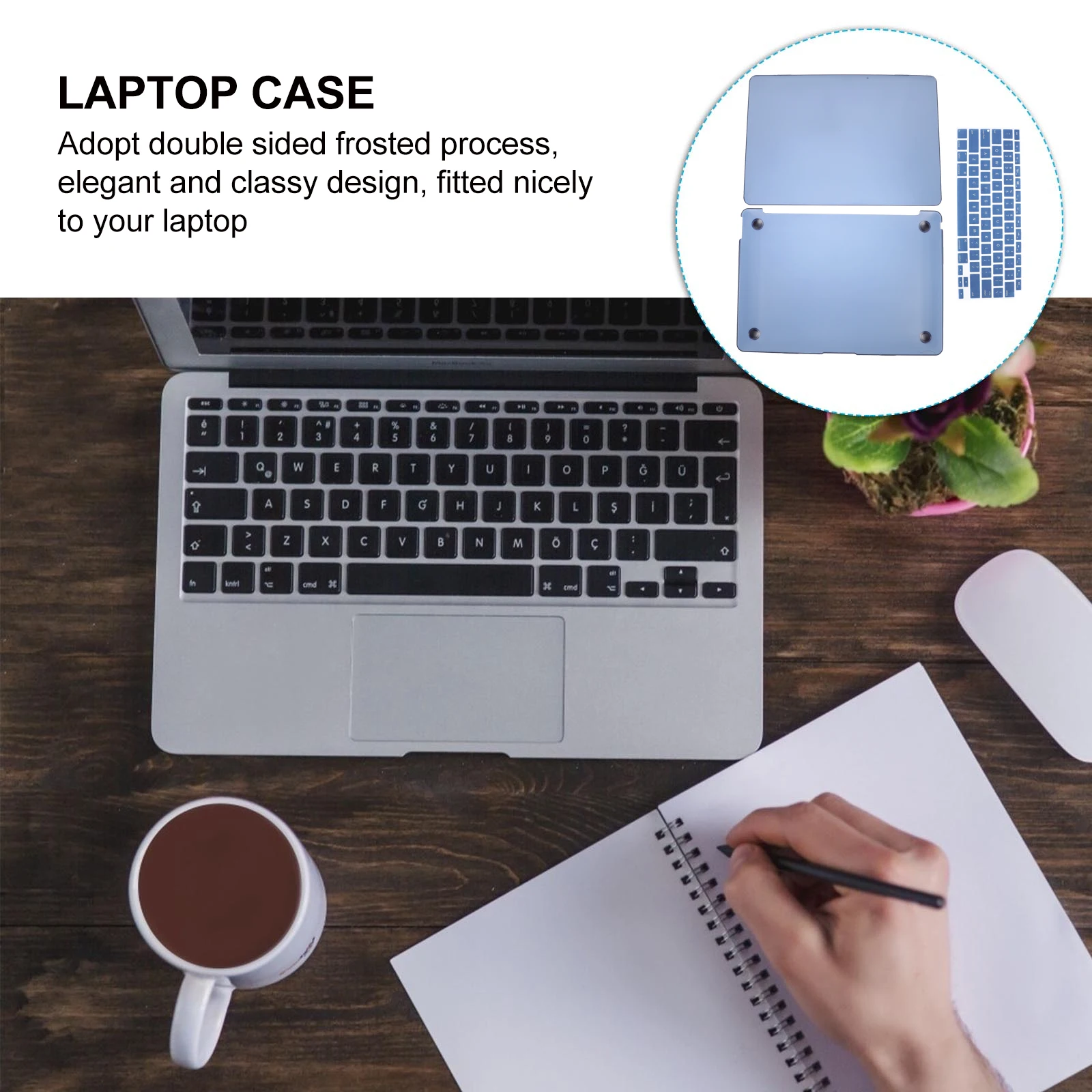 

1 Set Sea Blue Laptop Shell Compatible With Macbook Air 13.3 Inch 2020 Double Sided Frosted Degree Protection High