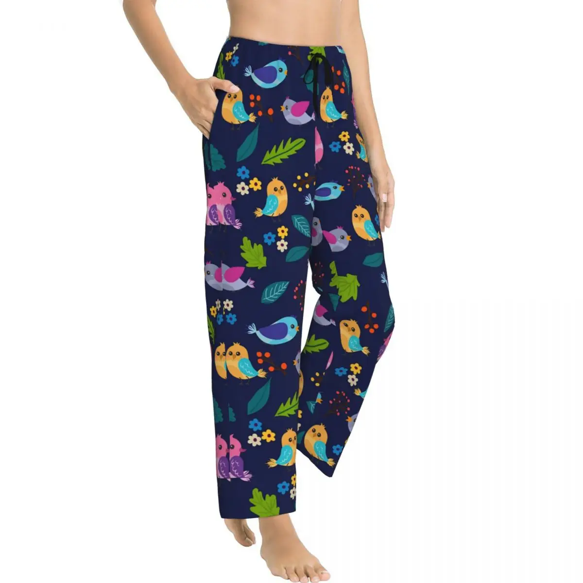 Custom Women's Parrot Bird Pajama Pants Print Cute Parrot Sleep Sleepwear Bottoms with Pockets