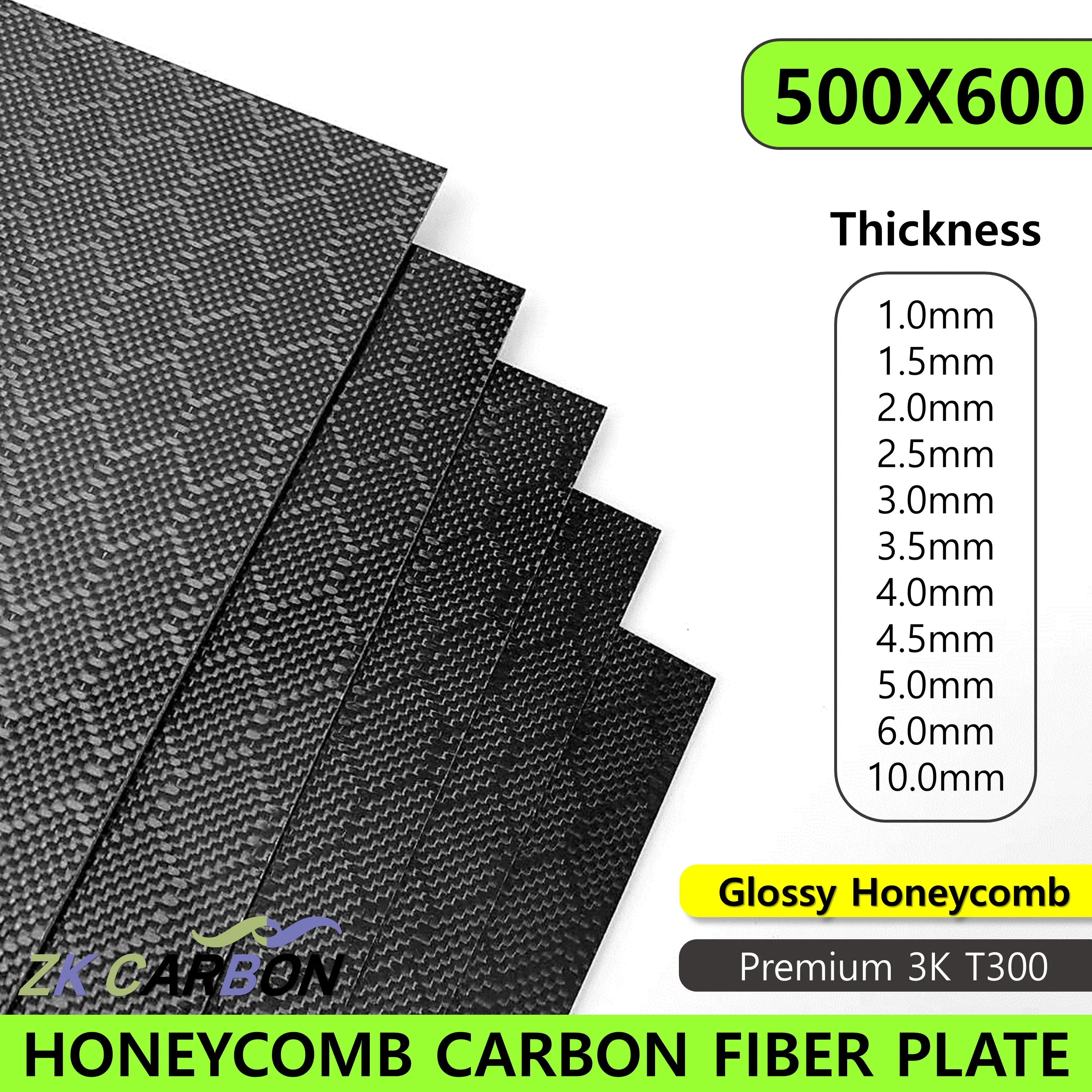 

600x500mm Honeycomb Texture Surface Carbon Fiber Plate Sheet Glossy Carbon Fiber Plate 3K High Composite Hardness Material