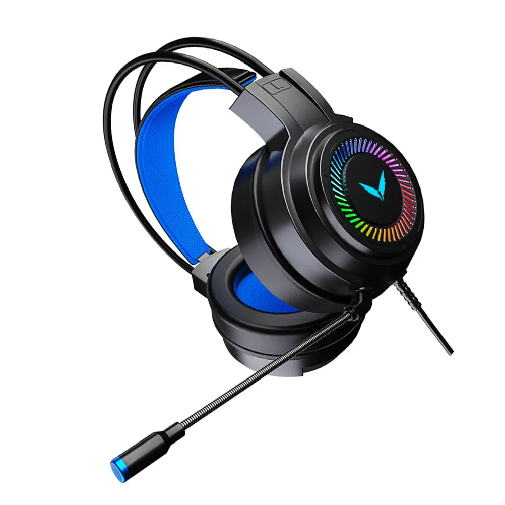 

E-sports Gaming Headsets PC with Microphone Soft Ear Pad Headphone In-ear RGB LED Abs Media Player