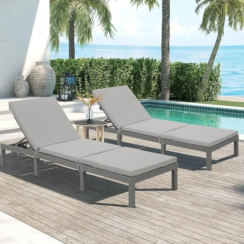

Outdoor Chaise Lounge Chairs Set of 2 with 5-Position Adjustable Backrest,Sun Loungers for Garden Pool Beach Patio Deck Sunbathi