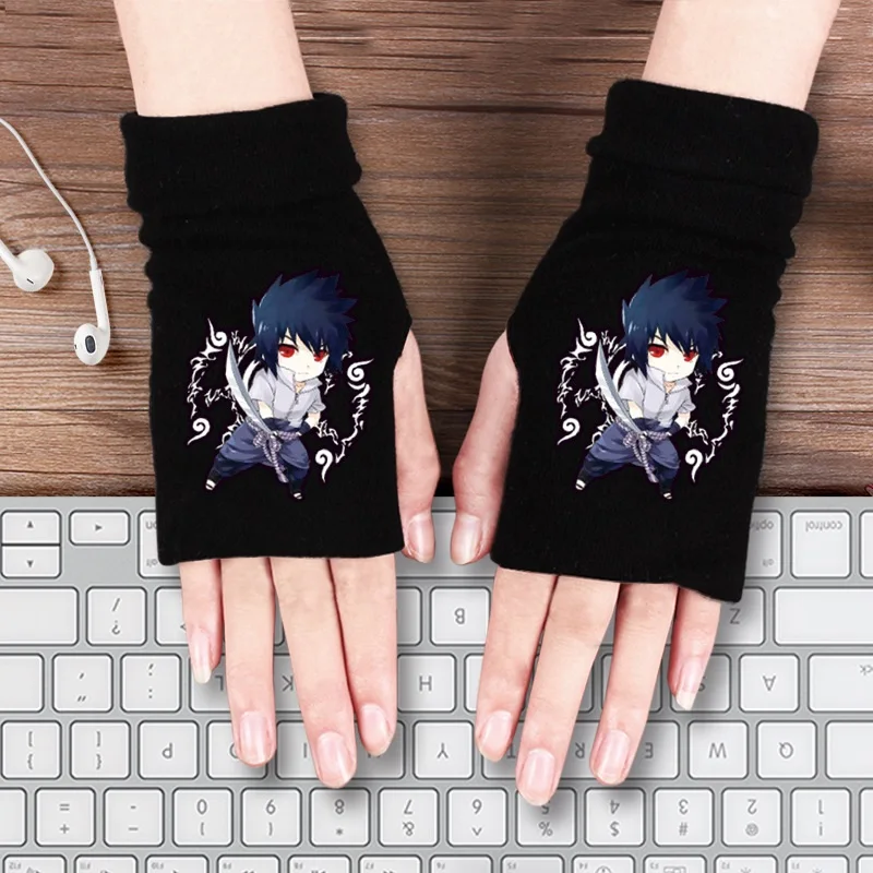 Naruto Anime Noctilucence Gloves Wrist Sweatband Cosplay Akatsuki Itachi Fingerless Fluorescence Wrist Gloves Children Gifts