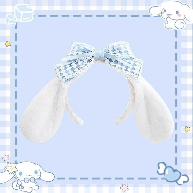 Kawaii Sanrio Plush Headband My Melody Cinnamoroll Anime Cute Cartoon Plush Ear Head Band Hair Accessories Gift