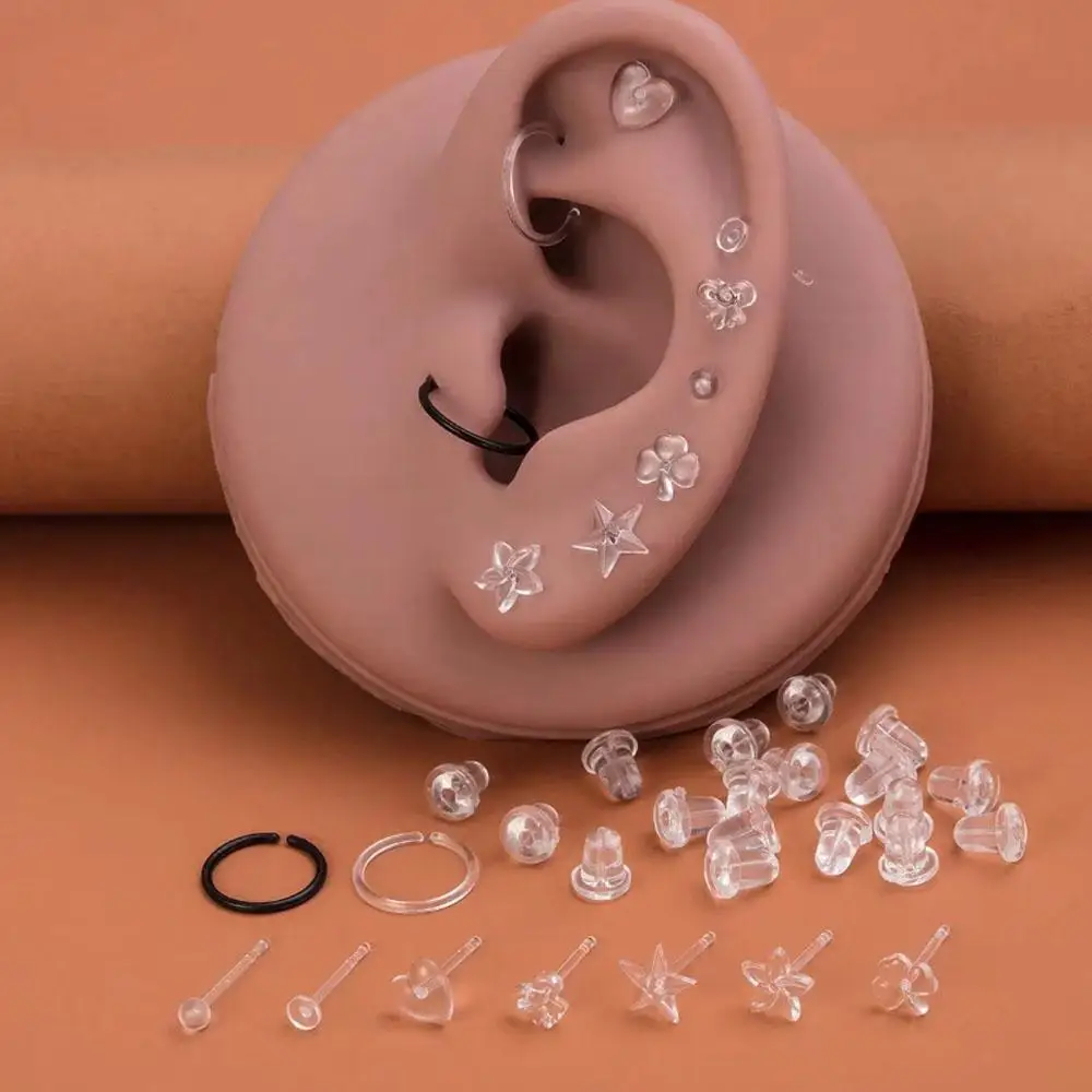 36Pcs Set Simple Casual Heart Star Resin Ear Stud Tragus Cartilage Helix Stud Fashionable Earrings Clear Style for Women Men