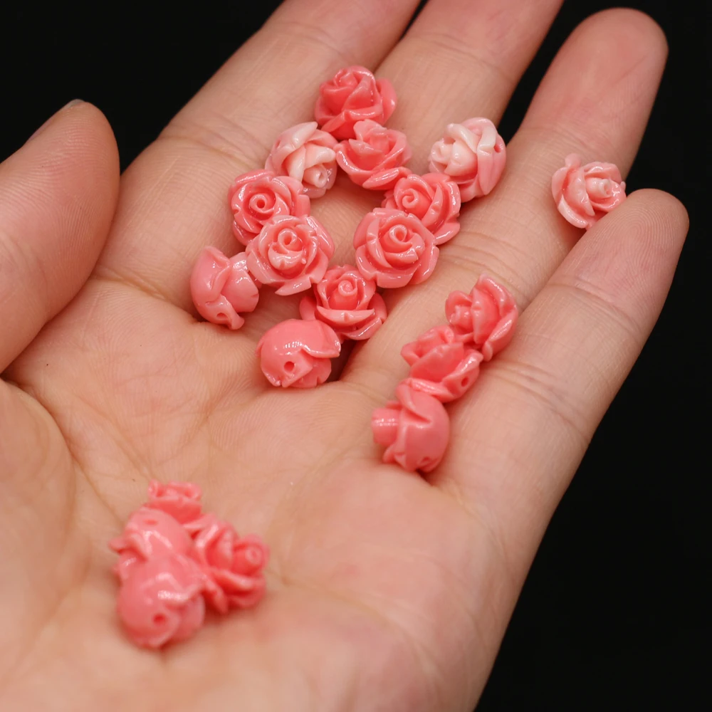 10pcs/Pack 10/11/12/15mm Flower Shape Red Natural Coral Loose Beads for Jewelry Making DIY Necklace Bracelet Earrings Accessory