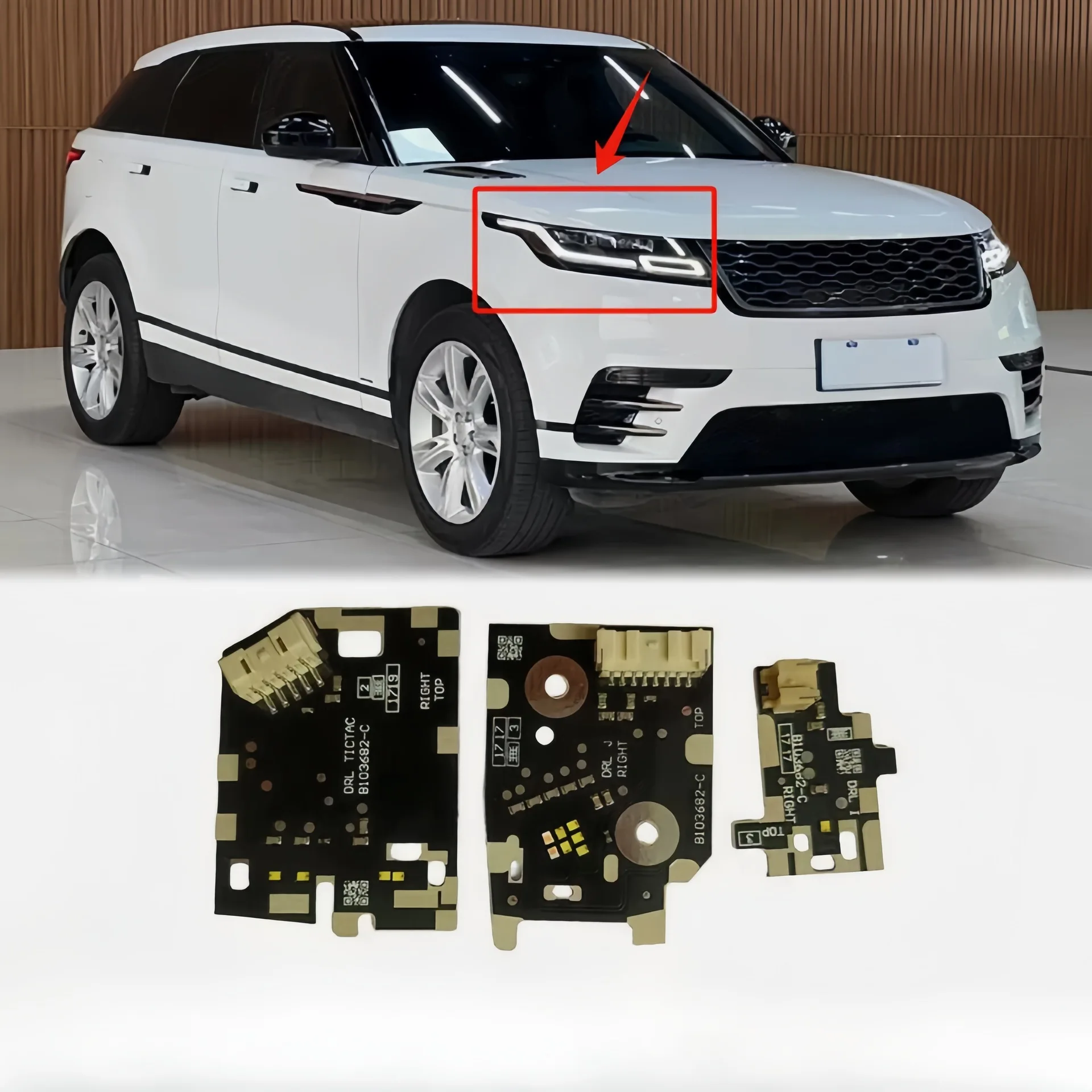 

White LED DRL Boards For Range Rover Velar 2018 2019 2020 2021 LED Headlight Daytime Running Light LED Boards B101672-C B101682C