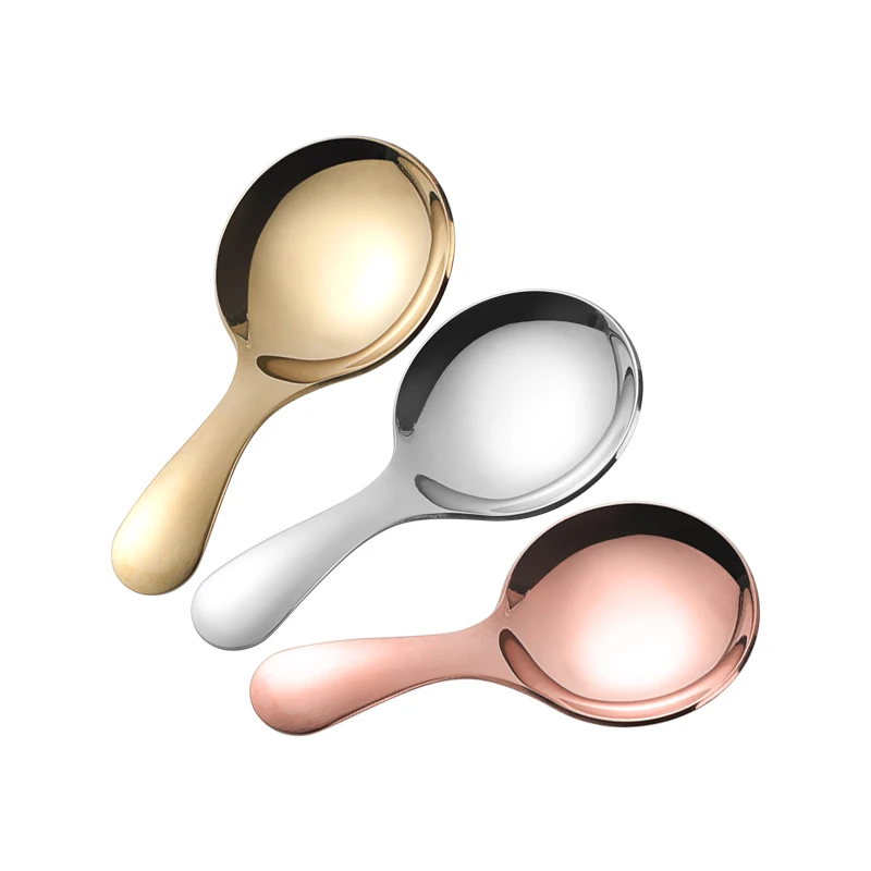 

1pc Stainless Steel Spoons Cute Ice Cream Spoon Short Handle Salt Spice Condiment Spoon Metal Coffee Tea Scoop Kitchen Spoon