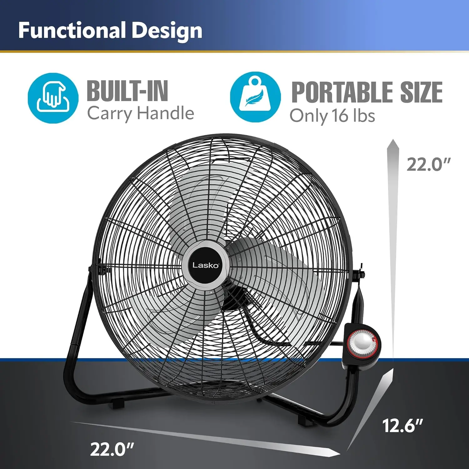 Ventilateur à montage rapide de qualité commerciale à haute vitesse, ventilateur mural au sol, idéal pour les sous-sols, les gymnases, 7x22x22 pouces