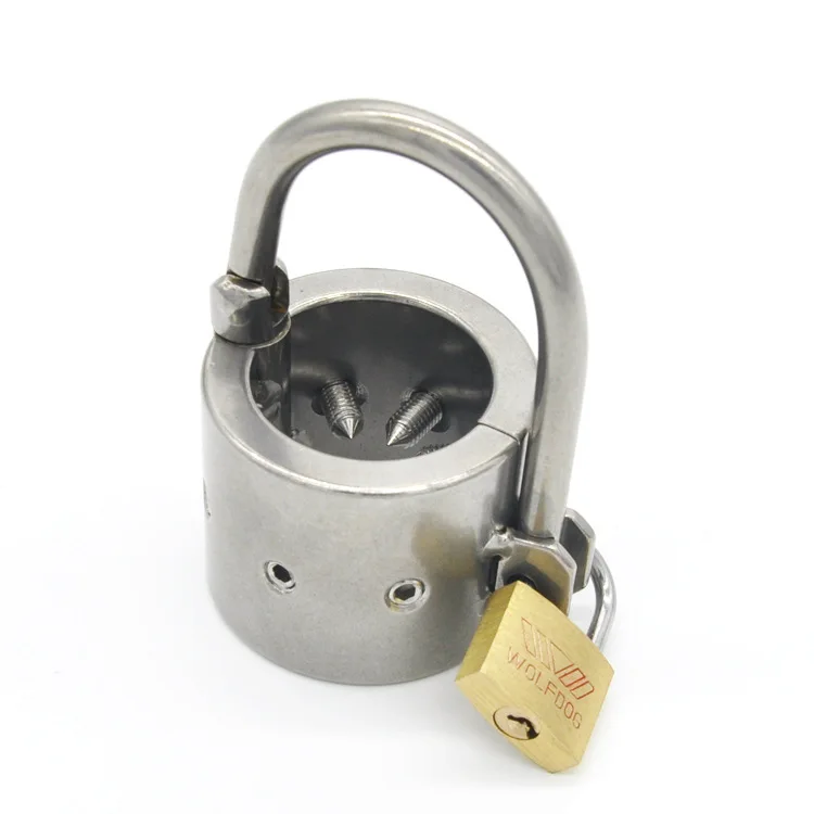 Stainless steel barbed scrotal testicle ring pendant restraint device abstinence training adult products sex toys view 6