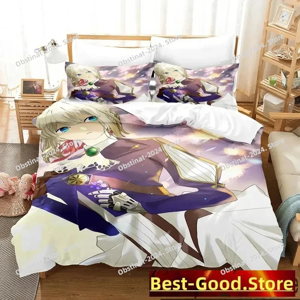 

Anime Violet Evergarden Bedding Set Duvet Cover Bed Set Quilt Cover Pillowcase Comforter king Queen Size Boys Adult Bedding Set