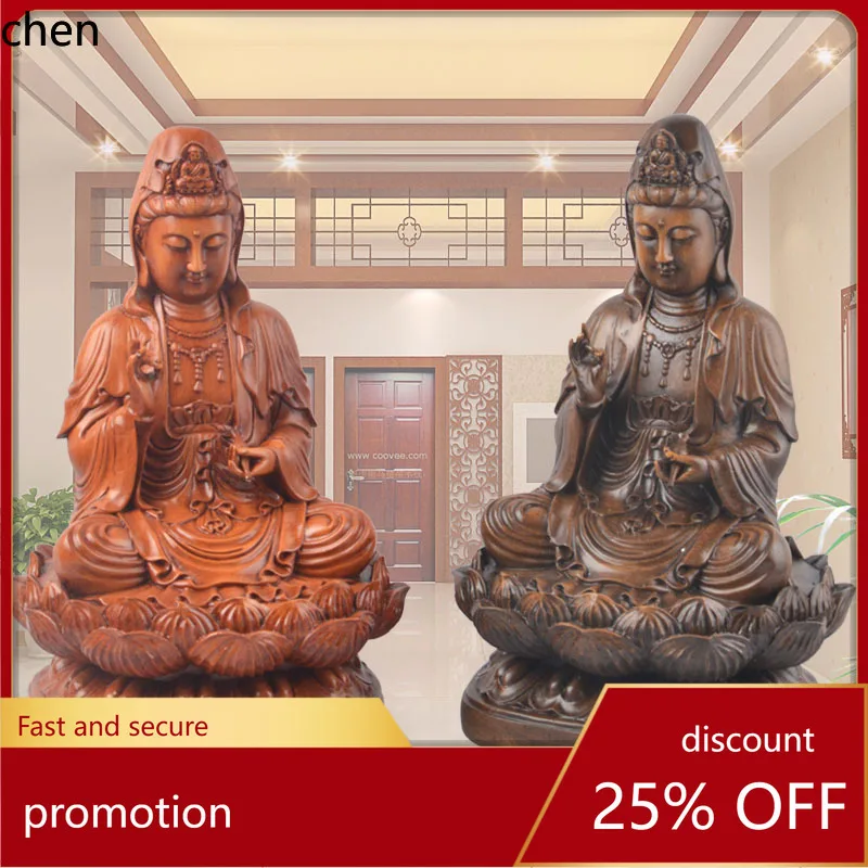 

Декоративная статуэтка Гуаньинь из смолы в античном стиле, имитация дерева, китайское украшение