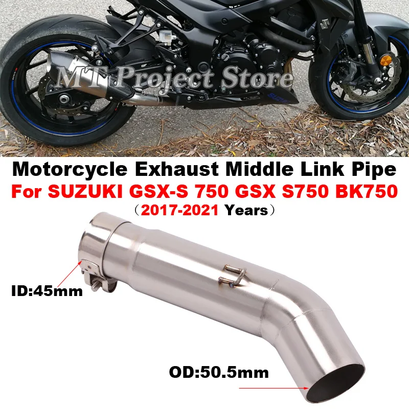 Motorcycle Exhaust Escape Middle Link Pipe Connecting 51mm Muffler Moto Slip On For SUZUKI GSX-S 750 GSX S750 BK750 2017 - 2021