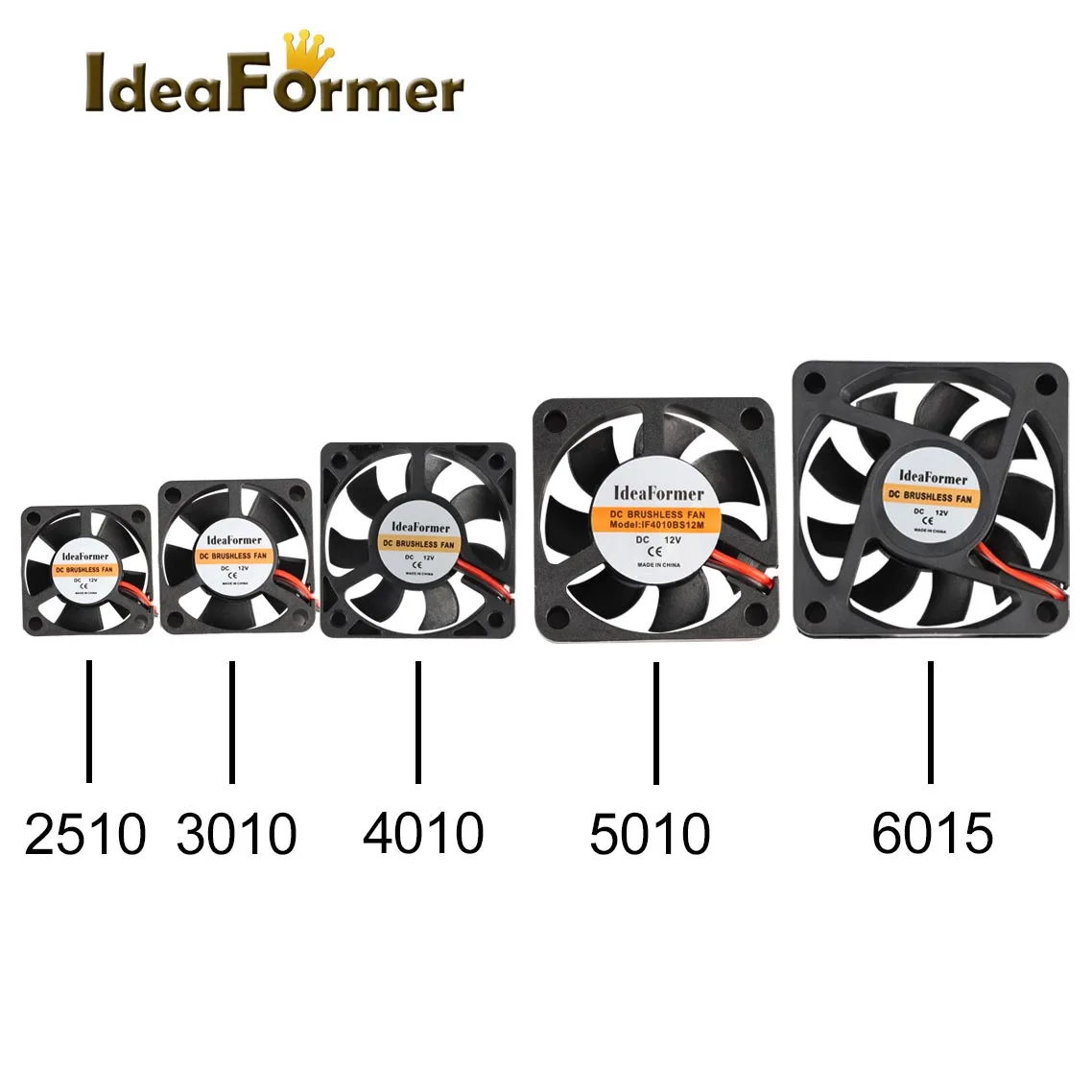 Ventilateur de refroidissement pour imprimante 3D, 2510, 3010, 4010, 5010, 6015mm, avec refroidisseur de fil Dupont à 2 broches, 30cm de fil DC, 5V,