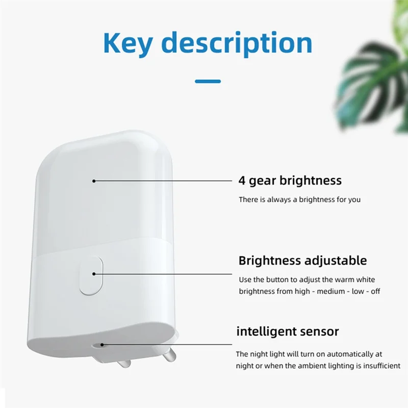 

1 комплект подключаемой модели, датчик света, практичный интеллектуальный светильник с регулируемой яркостью, многофункциональный, с вилкой европейского стандарта, A-Tvdae