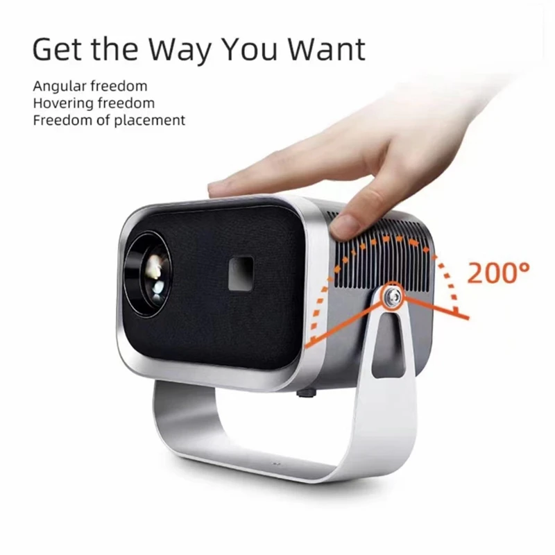 Mini Wifi Projector With Bluetooth 1080P Electric Focus Home Theater Portable Projector 360°Adjustable Stand Easy To Use US Plug