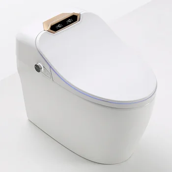 -Intelligent P-Trap Smart Toilet Conceal Tank Bidet Water Saving Floor Mounted Elongated Bowl Remote Control S-Trap Drainage