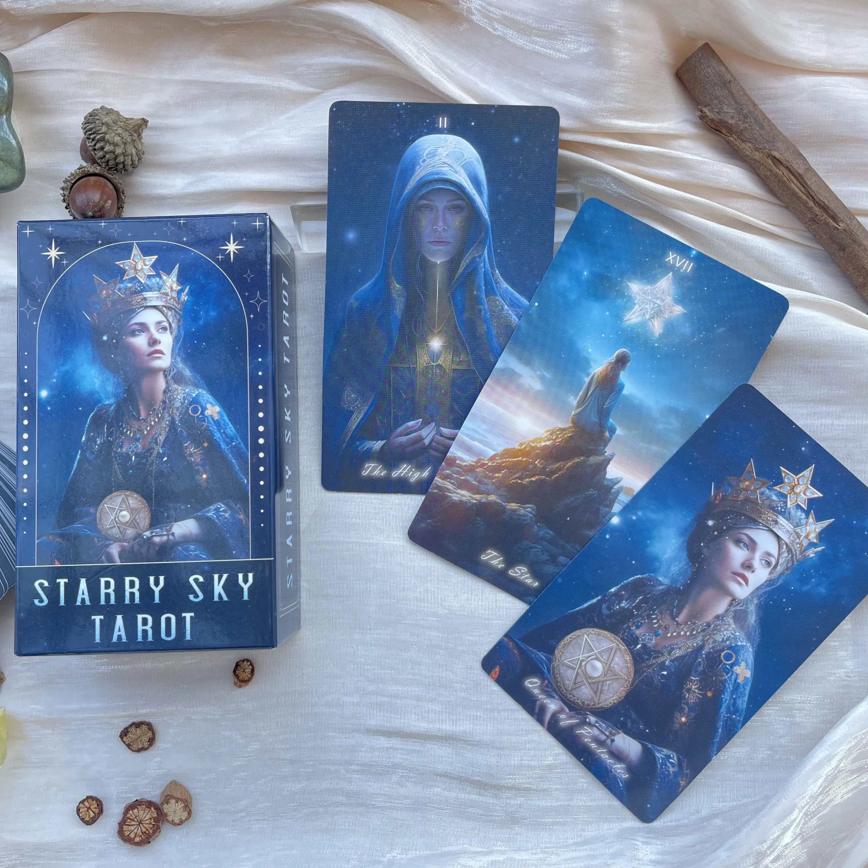 Professional Divination Deck Starry Sky Tarot Cards Oracle 78 Beginners High Quality 12x7 Matte Attached Spanish PDF Guidebook